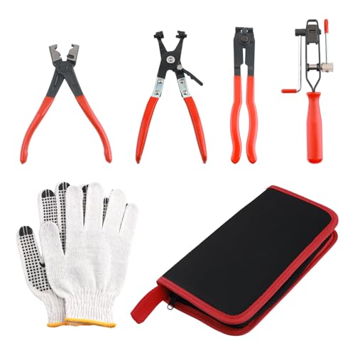 CV Boot Hose Clamp Pliers Tool,Portable CV Boot Clamp Pliers Set with 4 Types Plier/Gloves/Bag to Detach/Mount Hose Clamps,Professional Car Accessories Axle Boots Clamps Tool