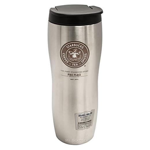 Starbucks Pike Place Concord Double-Walled Stainless Tumbler,Silver,16oz