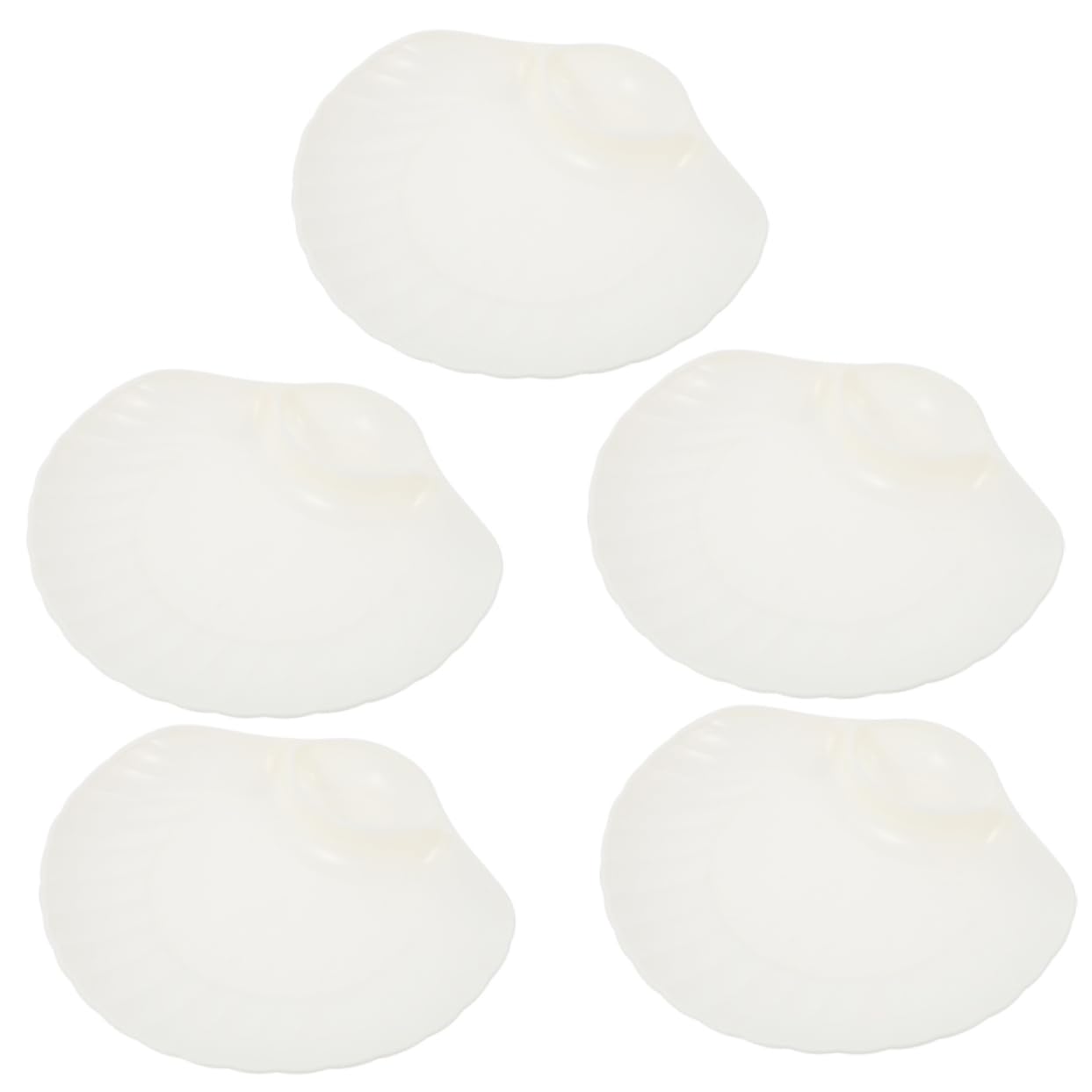 CIYODO 5pcs Dipping Sauce Plate The Dip Shell Shaped Dip Dish Seashell Tray Reusable Food Plate Shell Shaped Dipping Plates Reusable Dumpling Plate Serving Plate for Dumpling White