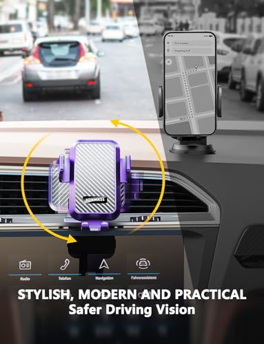 Image of Wireless Car Charger, 15W Fast Charging Auto Clamping Car Charger Cell Phone Holder Mount Vent for iPhone 15 14 13 12 Mini Pro Max, Samsung Galaxy S24 Ultra S23 S22 S21+ Note 20, etc - Purple