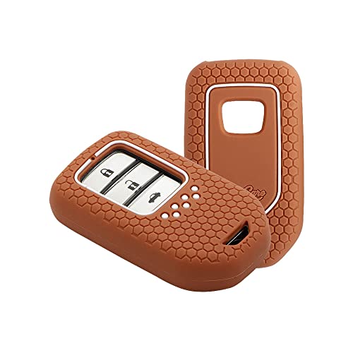 Image of Keycare Silicone Key Cover Compatible for Honda City, Civic, Amaze, Elevate, WR-V, Accord, BR-V, CR-V, Mobilio, Jazz, Brio Smart Key (Brown)