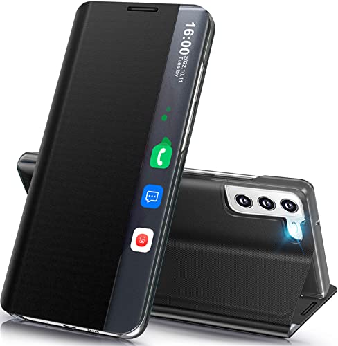 Coque Samsung S21 5G fine à rabat noir pour protéger l'écran des rayures de clés