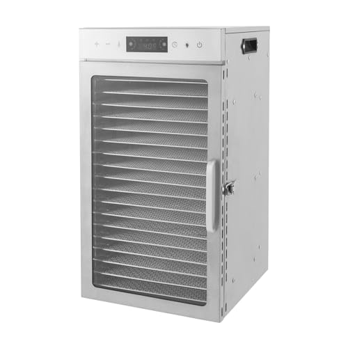 18 Trays Food Dehydrator Machine 110V 800W Fruit Dryer Machine with LED Light Stainless Steel 0-24H Timer Commercial Dehydrators for Beef Jerky Vegetables Fruits, 86ºF-194ºF