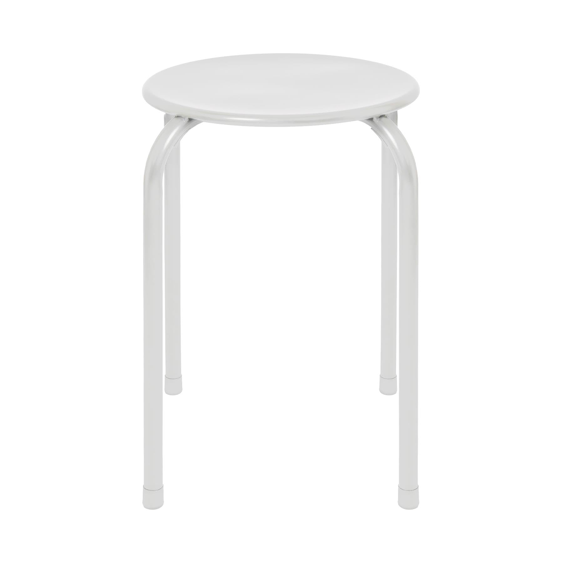 Harbour Housewares Metal Stacking Stool - Matt White - 1x Adults Small Stackable Kitchen Dining Breakfast Bedroom Vanity Dressing Table Sitting Room Office Chair Chairs Seat Set