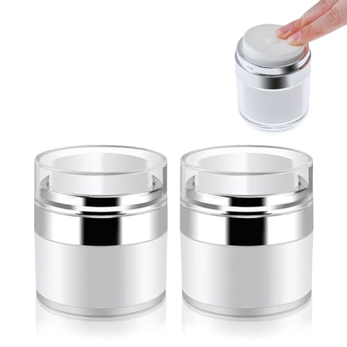 Airless Pump Crema Dispensadork,2 Frascos Botellas de Aire Rellenables,Portatil Tarro Crema Al Vacio,Vacío Botes Rellenables Cosmetic Cream Jar,Airless Pump Tarros,Contenedor Cosmeticos Sin Aire