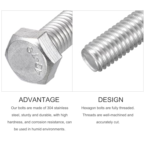 Image of METALLIXITY Hex Bolts (M5-0.8x20mm) 20Pcs, 304 Stainless Steel Coarse Fully Threaded Hex Head Screw Bolt Machine Screws - for Furniture Repair, Silver