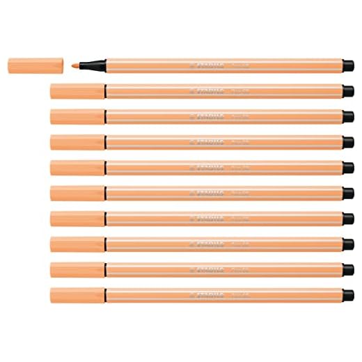 Rotulador premium STABILO Pen 68 - Caja con 10 unidades color naranja claro