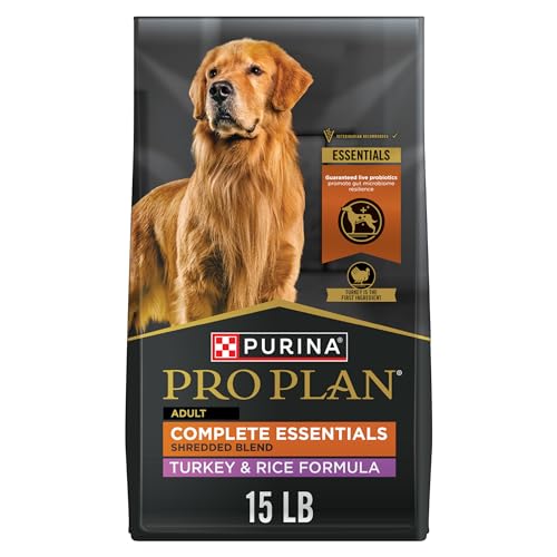 Image of Purina Pro Plan Complete Essentials Shredded Blend Turkey and Rice Dog Food Dry Formula with Probiotics for Dogs - 15 lb. Bag