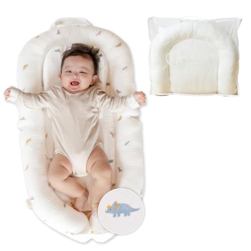 (ケラッタ) イブル ベッドインベッド 赤ちゃん 新生児 添い寝 折りたたみ 携帯型 洗濯機で洗える 軽量 布団袋付き ベビーベッド 綿100%カバー (ダイナソー)