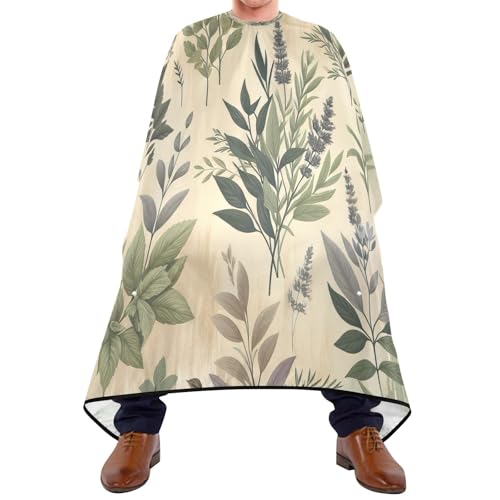 Kigai Vintage Plants Hair Cutting Cape for Men & Women Waterproof Barber Cape Professional Hairdressing Salon Styling Apron with Adjustable Closure Snap