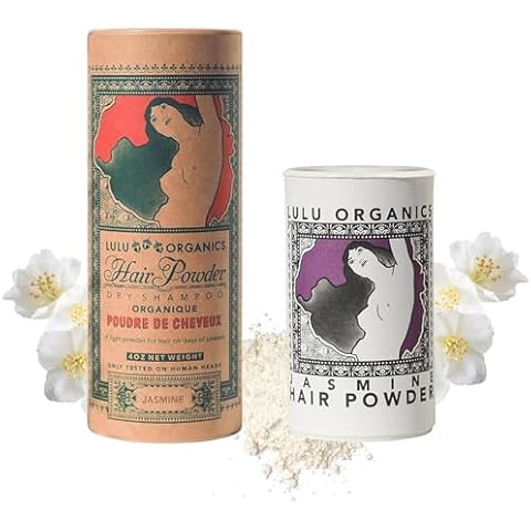 Lulu Organics All Natural Dry Shampoo Bundle – Travel Size (1 oz) & Full Size (4 oz) - Paraben Free, Talc Free, Non Aerosol, No White Cast, Fragrance Free Powder for All Hair Types – Jasmine Cover