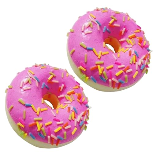 Calsgkspray 2Pcs Pink Fake Donuts,Stress Relief Donuts Simulation Donuts Artificial