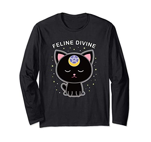 Kawaii Gato Negro Lindo Luna Bruja Pastel Goth Halloween Manga Larga