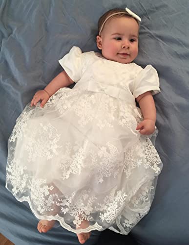 Glamulice Baby Girl Flower Christening Baptism Dress Formal Party Gown Special Occasion Dress, White, 3 #TOP5