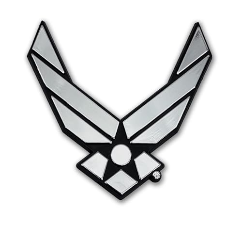 NJECT Officially Licensed US Air Force Wings Plastic Chrome Color Emblem for Cars, Trucks, and All Auto | Universal Fit at 3.0” x 3.1” | Weatherproof