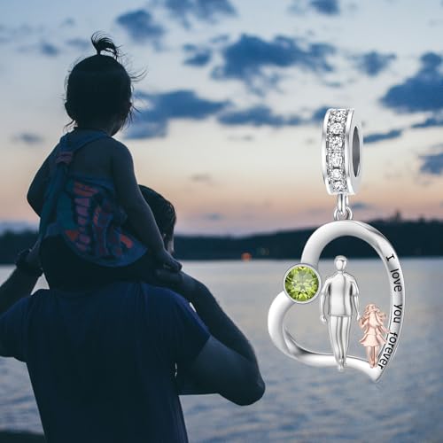 Image of PROESS Father Mother Daughter Charm fit Charms Bracelet Sterling Silver Charms for Bracelets Birthday Valentines Day Gifts for Daughter Mother Lover