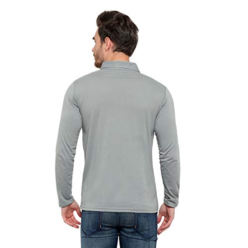 Image of Men's Cotton Blend Full Sleeve Zip Neck Polo T-Shirt (Pack of 1)