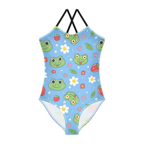 Image of Cartoon Frogs Girls One Piece Swimsuits Summer Quick Dry Beach Bathing Suit
