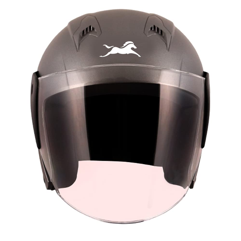 TVS Open Face Helmet for Men and Women, ISI DOT Certified, Matt Finish, Clear Visor, Colour: Grey, Size: M-image-16