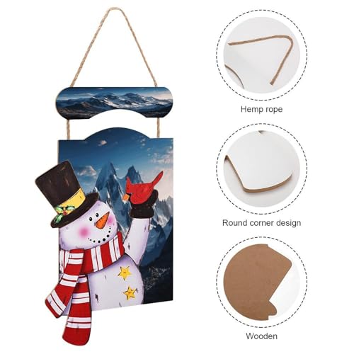 Panneau en bois bonhomme de neige Noël déco murale - 4