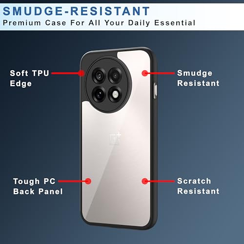 Image of CEDO Backcover for OnePlus 13R (5G) | Camera Protection Bump Shockproof Edge | Ultra Hybrid Transparent Acrylic Clear TPU+PC Hard Backcase Cover (Black)