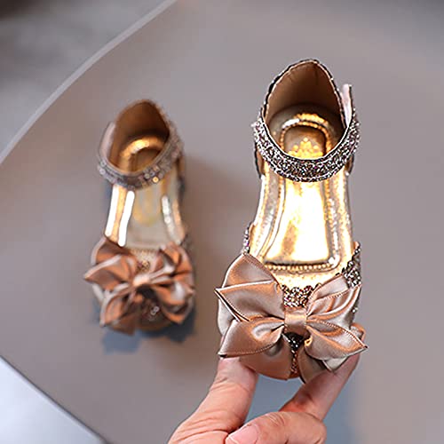 Princess Shoes for Kids Princess Girls Sandals Bling Knot Infant Shoes Kids Baby Toddler Girl's Shoes (Gold-b, 28)2