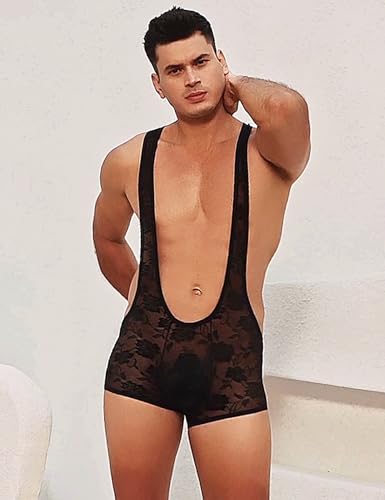 ohyeahlady Mens Lace Underwear Lingerie Bodysuit Singlet Sheer Breathable Comfy Touch Sexy One Piece Jumpsuits for Men4