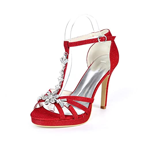 Sandales à talons pour femmes stables avec paillettes pour grands mariages