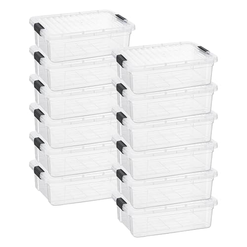 Image of Superio 7.4 Quart Clear Plastic Storage Bin with Lid, Stackable Organizer Box, BPA-Free Storage Container for Home, Garage, School & Office, 12 Pack