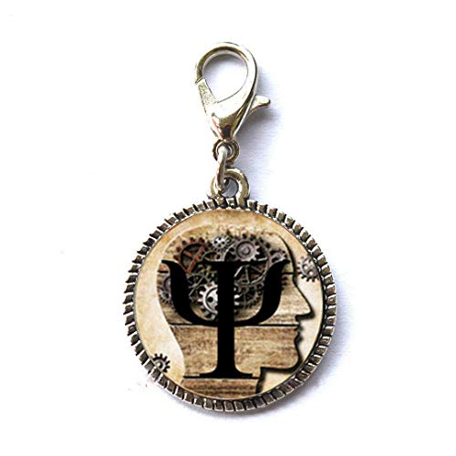 Steampunk PSI Symbol,Psychology,Charm Jewelry Friend Gift Bracelet Pendant Zipper Pull Charm with Lobster Clasp Art Photo Zipper Pull Jewelry