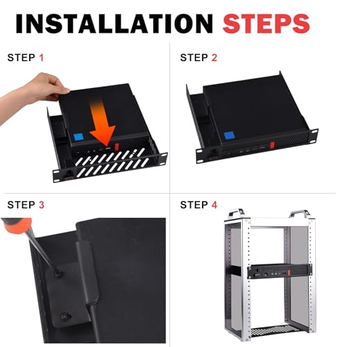 GeeekPi 10inch 1U Mini PC Rack Mount Shelf with RJ45 CAT6 Port & Mini HDMI Port for DeskPi RackMate T1/T0