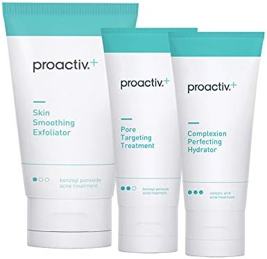 Proactiv+ 3 Step Advanced Skincare Acne Treatment - Benzoyl Peroxide Face Wash, Salicylic Acid Exfoliator for Face And Pore Minimizer - 30 Day Complete Acne Skin Care Kit