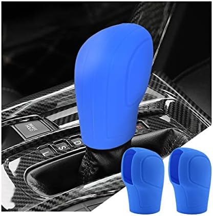zipelo 2 Pack Car Gear Shift Knob Cover, Anti-Slip Auto Knob Gear Stick Protector, Comfortable Silicone Handbrake Shifter Cover for Men Women, Universal Vehicle Interior Accessories (Blue)