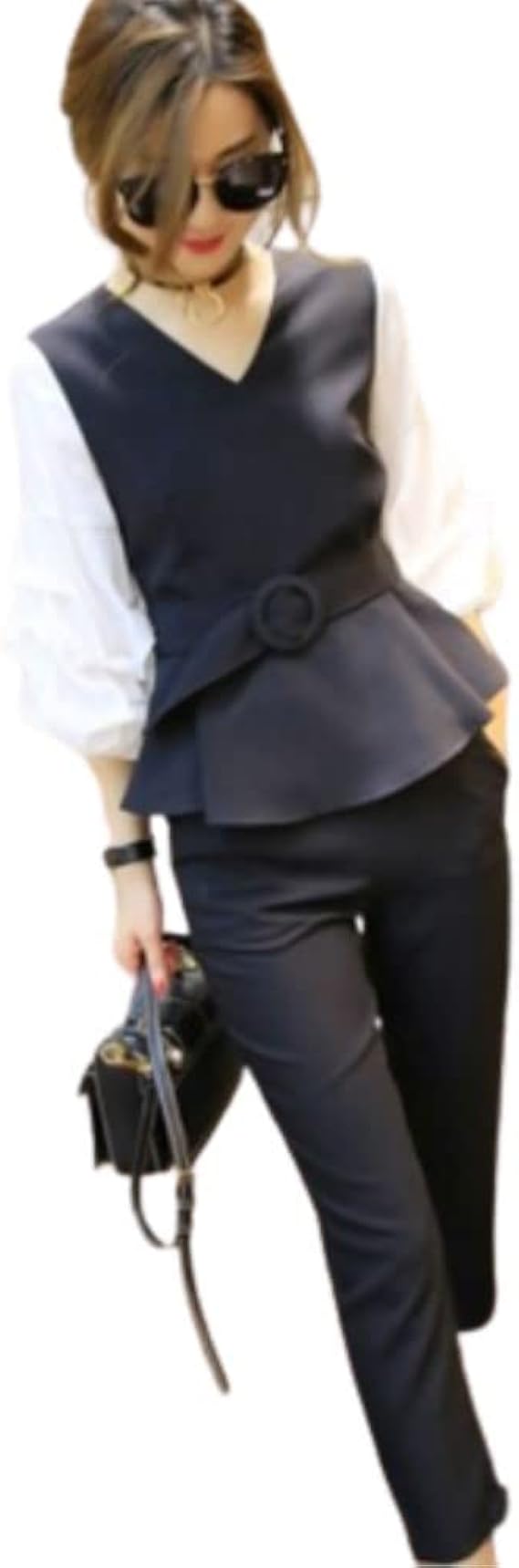 Amazon レッドレイ フォーマル パンツスーツ ブラウス セットアップ フリル パンツスーツ 通販