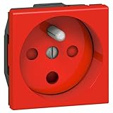 Prise de courant à détrompage MOSAIC 2P+T 2 modules rouge - LEGRAND - 077114