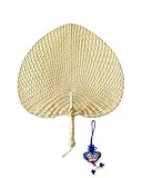 12'' Natural Raffia Fans, Whole leaf, Perfect for Summer Come With Butterfly Embroidery Pendant, Exquisite Handicraft 1pc