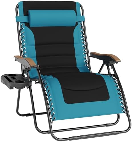 PHI VILLA XXL Oversized Padded Zero Gravity Chair, Foldable Patio...