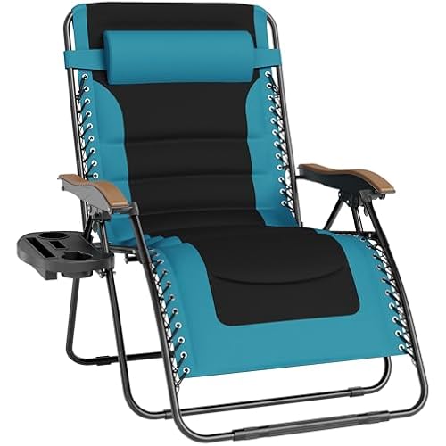 PHI VILLA XXL Zero Gravity Chair, 30" Wide, 400 LBS, Patio Recliner, Aqua