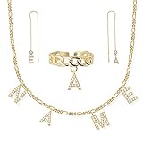 Namenskette I Kette mit Namen I Damen Halskette 925er Silber vergoldet I Erstellen Sie Ihr eigenes Set I Hochwertiger personalisierter Schmuck im zeitlosen schlichtem Design I (Buchstaben Halskette)