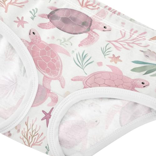 Wusikd Pink Sea Turtles Girls' Underwear Cotton Starfish Girls Briefs Soft Toddler Underwear 2T4
