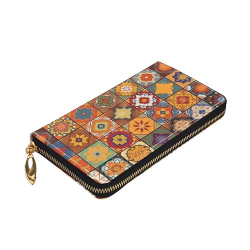 Group of Moroccan Geometric Women's Wallet Large Capacity Credit Card Holder Zip Phone Clutch Ladies Travel Purse3