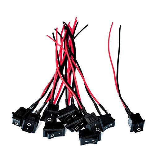 Vqvaaq Ac 6A/250V 10A/125V 2 Solder Spst On/Off Mini Boat Wired Rocker Switch 2Pin Toggle Spst Switch Snap With Lines (10 Pcs-Black) #TOP2