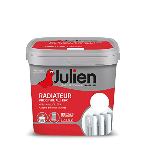 Julien Peinture Radiateur Acrylique - Fer, Cuivre, Alu, Zinc - Brillant Blanc 2L