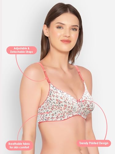 Image of Groversons Paris Beauty Women's Printed Everyday T-Shirt Bra, Comfortable, Non-Padded (BR126)