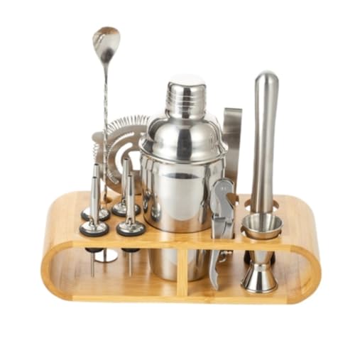 Kit Bartender 12 Piezas Acero Inoxidable con Soporte Bambú miniatura 1