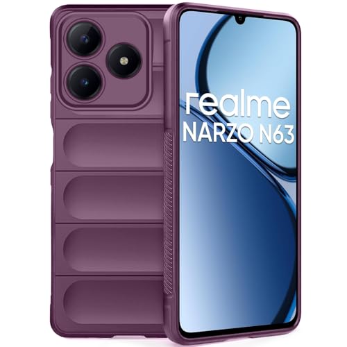 Image of TheGiftKart Liquid Silicon Back Cover Case for Realme C63 / Narzo N63 | Shockproof Military Grade Protection | Micro-Fibre Cloth On Inner Side | Built-in Anti-Slip Grip Back Cover Case (TPU, Purple)