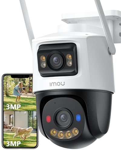 Imou Dual Lens Outdoor Security Camera 6MP Wireless CCTV Camera for Home with AI Human Vehicle Detection/Color Night Vision/Work w/Alexa Crusier Dual 2 2K+2K Wifi6 Pan & Tilt Surveilliance Camera