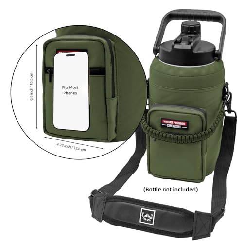 Image of NATURE PIONEOR Neoprene Insulated Water Bottle Holder with Shoulder Strap for Half Gallon 64OZ / One Gallon 128OZ Sports Water Jugs Bottles, Carrier /Pouch Sleeve for Outdoor Camping, Hiking, Fishing