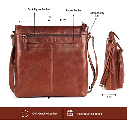 Lederbuck Olga Soft Real Leather Crossbody Handbag-Triple Zip Premium Sling Crossover Shoulder Bag For Women  thumb #4