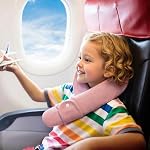 Oreiller de voyage enfants, Oreil de voyage pour voiture & Avion et tête & Soutien Chin, Oreiller de voyage confortable pour les voyages sur route dormant, Cadeaux pour tout-petit/enfant/enfants (Pink & Béige)
